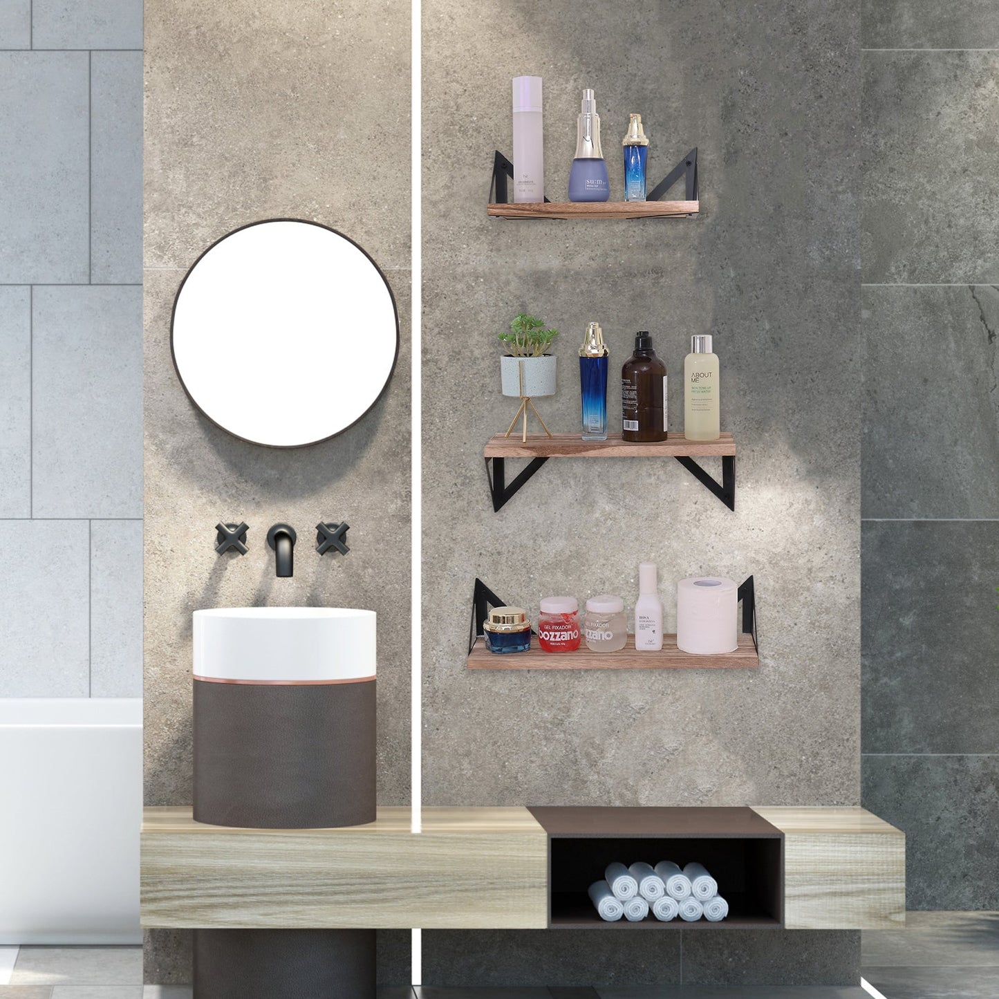 Floating Shelves, Set of 3 Wall Mounted Shelves
