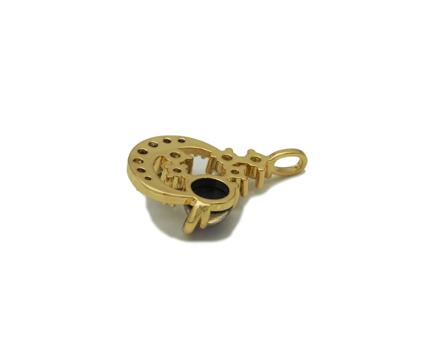 Gold CZ Earth On Cresent Moon Charm, Sku#Y705