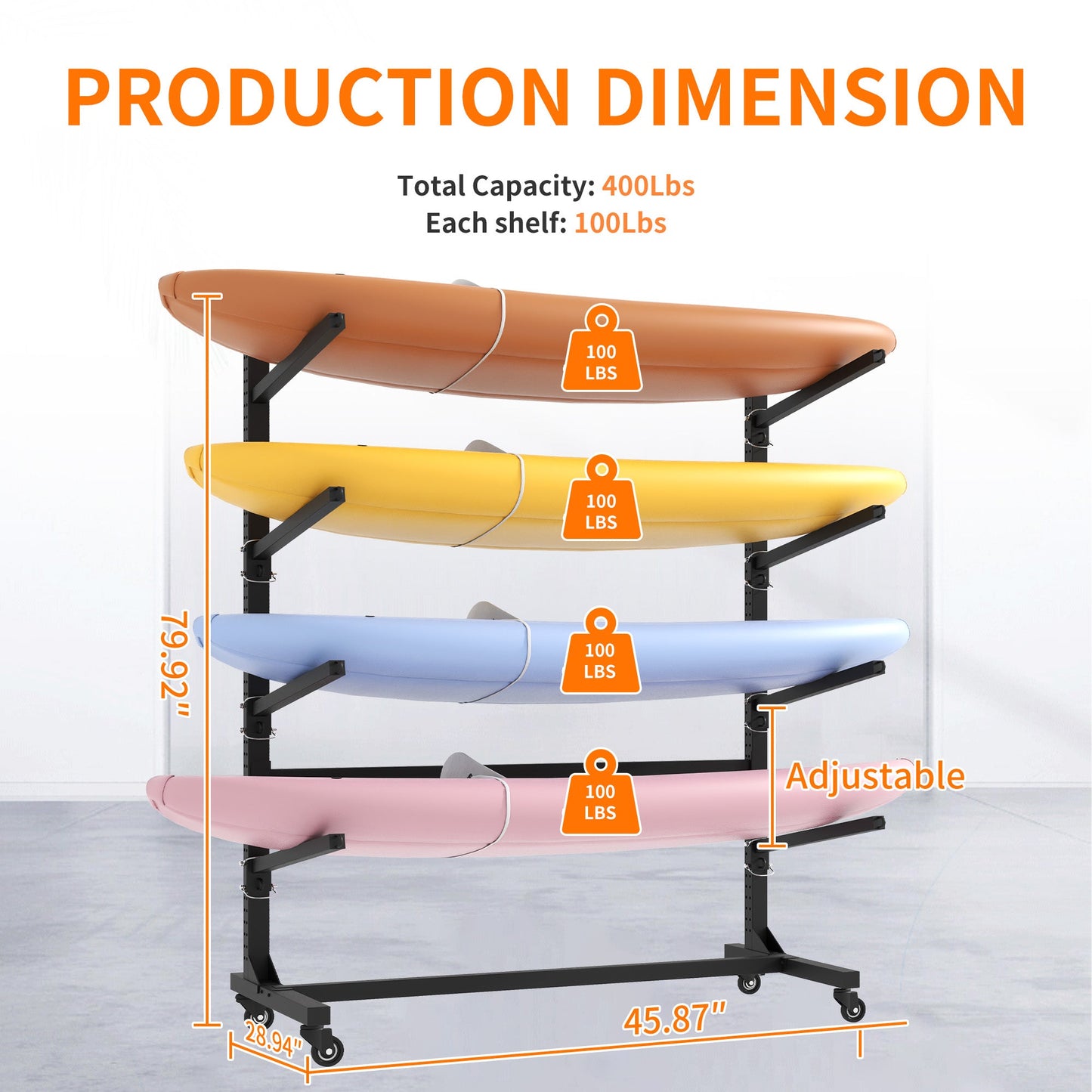 80''H Freestanding Kayak Storage Rack