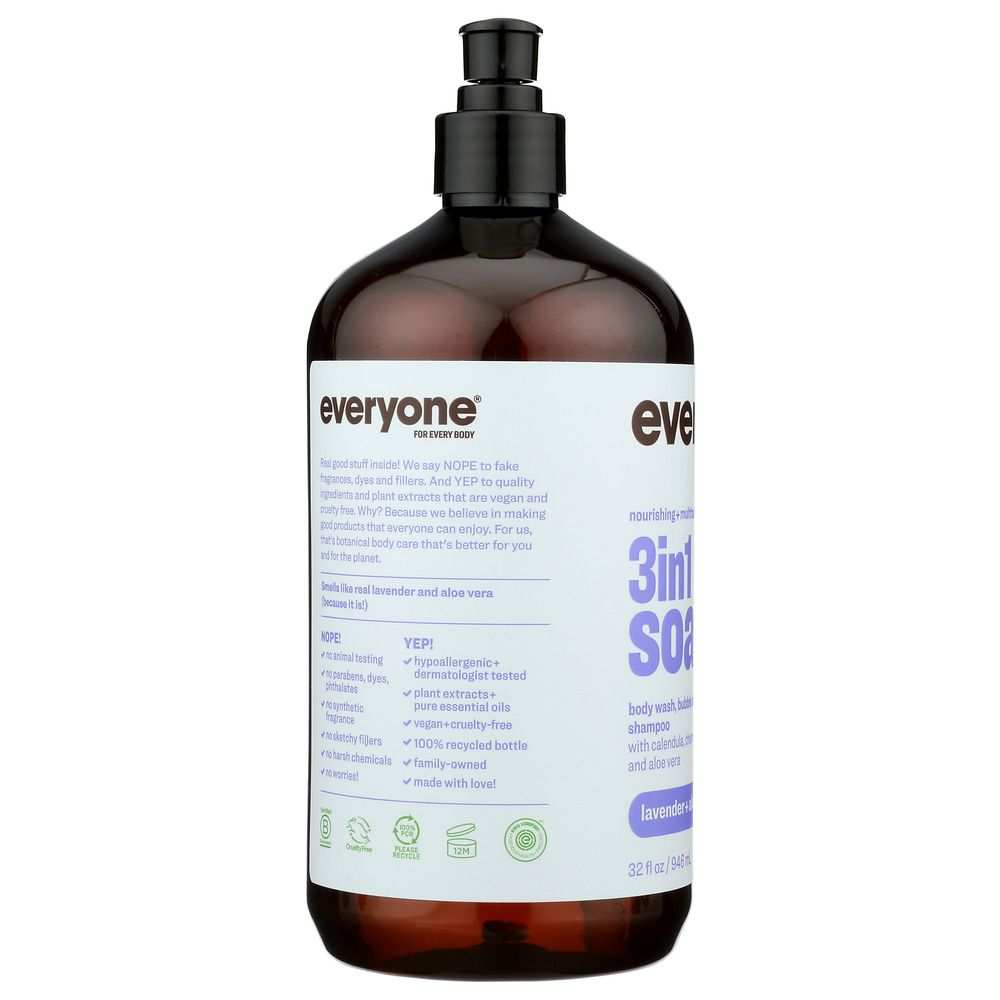 EVERYONE: Everyone 3in1 Lavender+Aloe Soap 32ozMulti-Purpose|Gentle