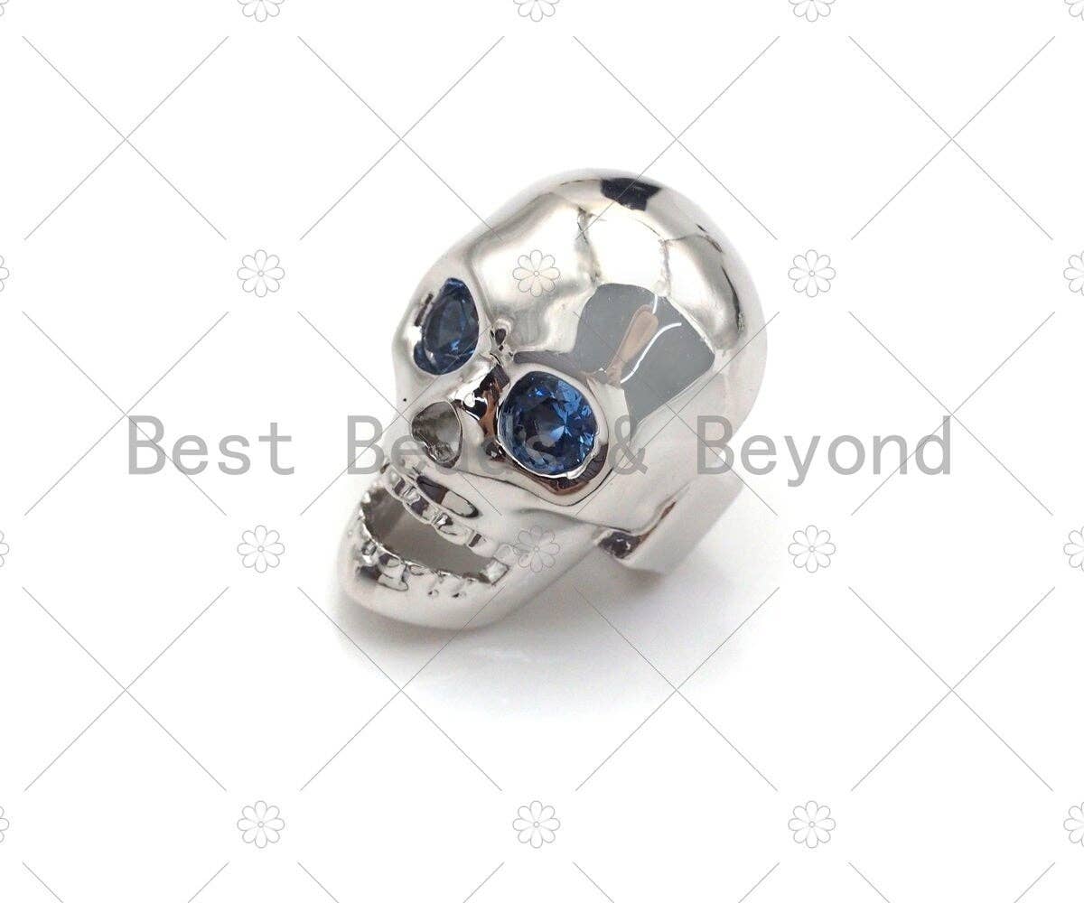 Pave Paracord Sliding Skull Beads, Skull Spacer Beads, Men's Bracelet Making Charm, Skull Pave Beads, 10x15mm,sku#Y299
