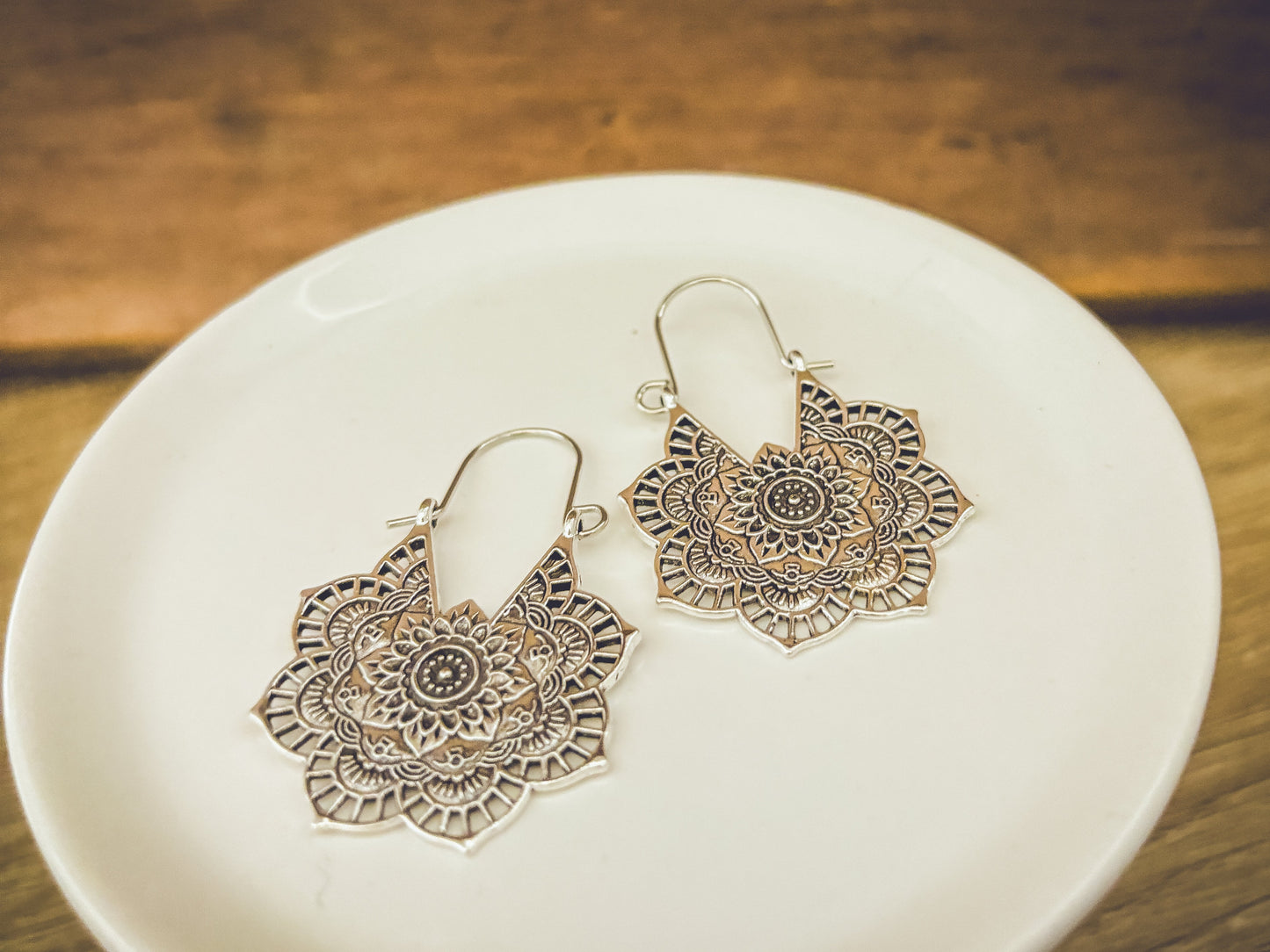Beautiful Gold or Silver Mandala Earrings