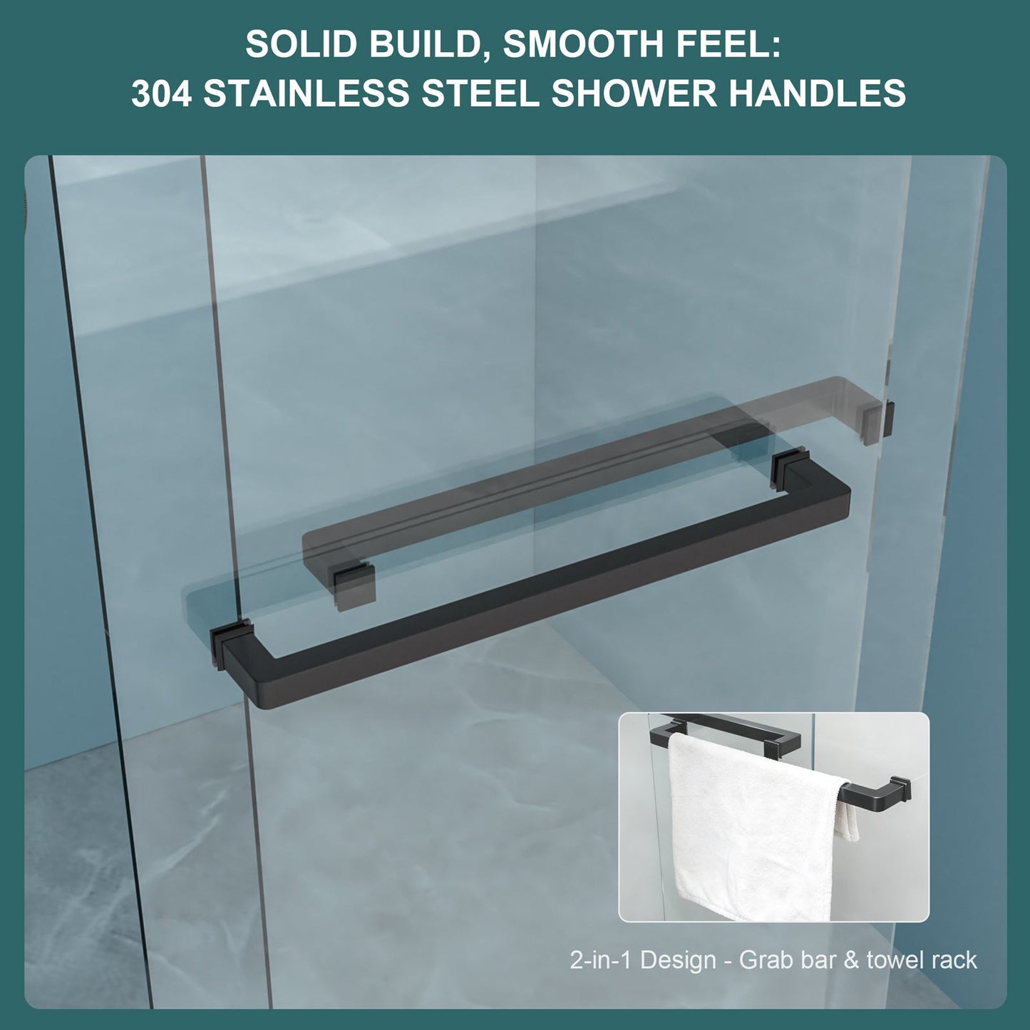 Double Sliding Shower Door 48" W x 76"H - Matte Finish