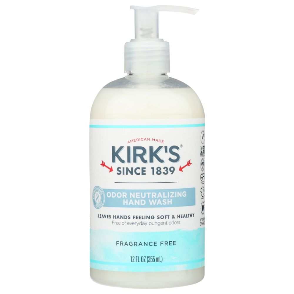 KIRKS: Odor Neutralizing Hand Soap Hydrating and Fragrance Free, 12 oz