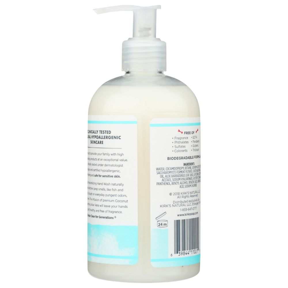 KIRKS: Odor Neutralizing Hand Soap Hydrating and Fragrance Free, 12 oz