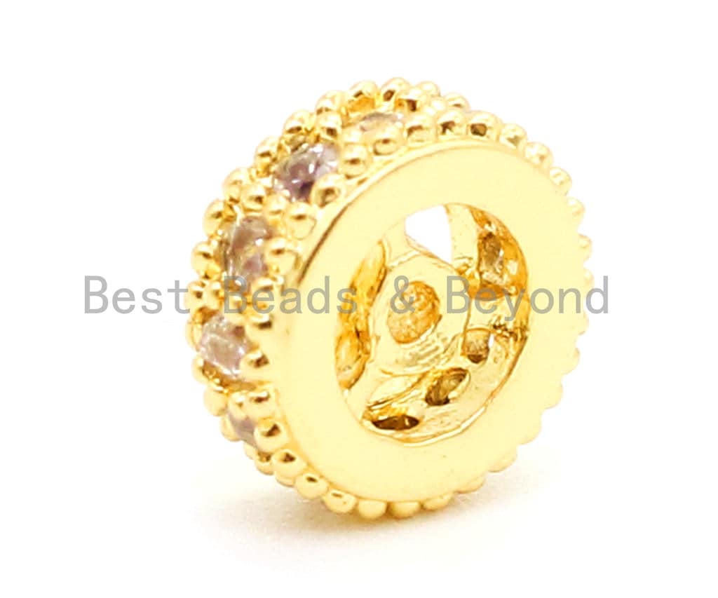 CZ Micro Pave Spacer Beads, Cubic Zirconia Wheel Round Spacer Beads, 6x3mm, 8x3mm, sku#G80