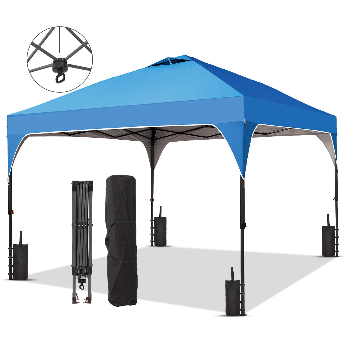 Ainfox 10ft x 10ft Pop Up Canopy Beach Tent with One Push Set up Easy Outdoor Sun Shade for Events, Parties, Camping