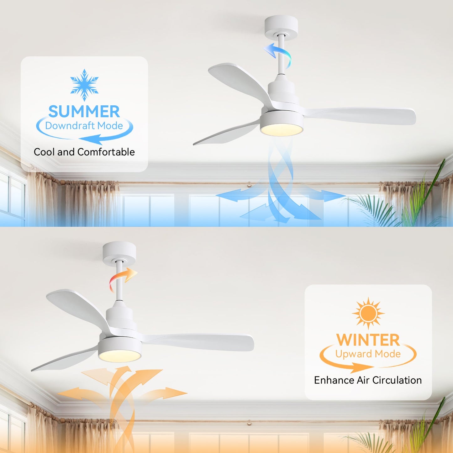 48 Inch Wood Ceiling Fan With Light