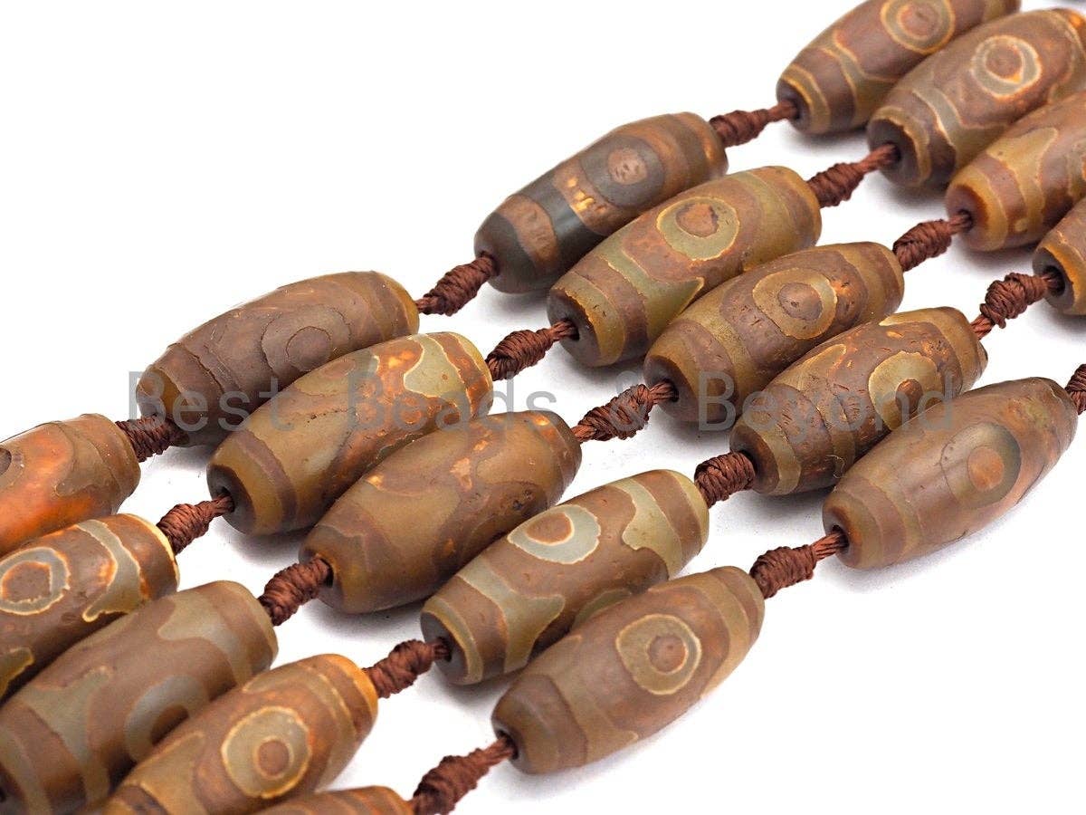 1pc/10pc Natural Tibetan Agate Barrel Beads, Brown Eye Agate beads, Barrel Agate Beads, 15x30mm,sku#U498