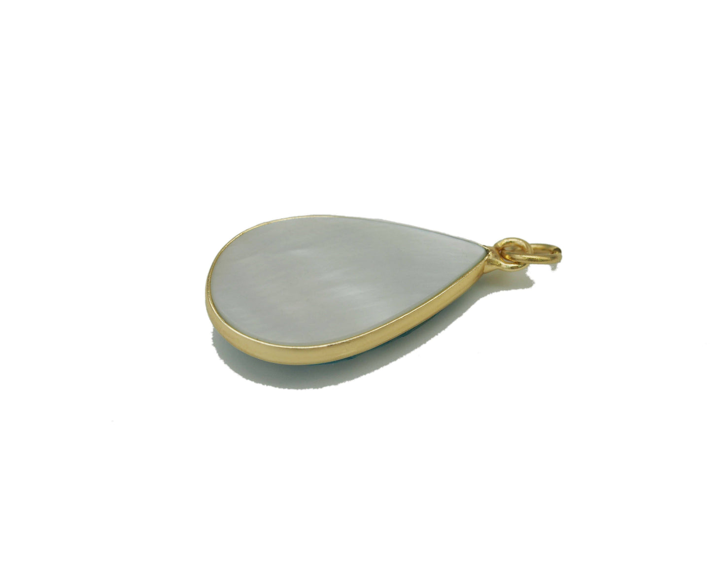 Gold Mother of Pearl Teardrop Charm, Sku#LX46