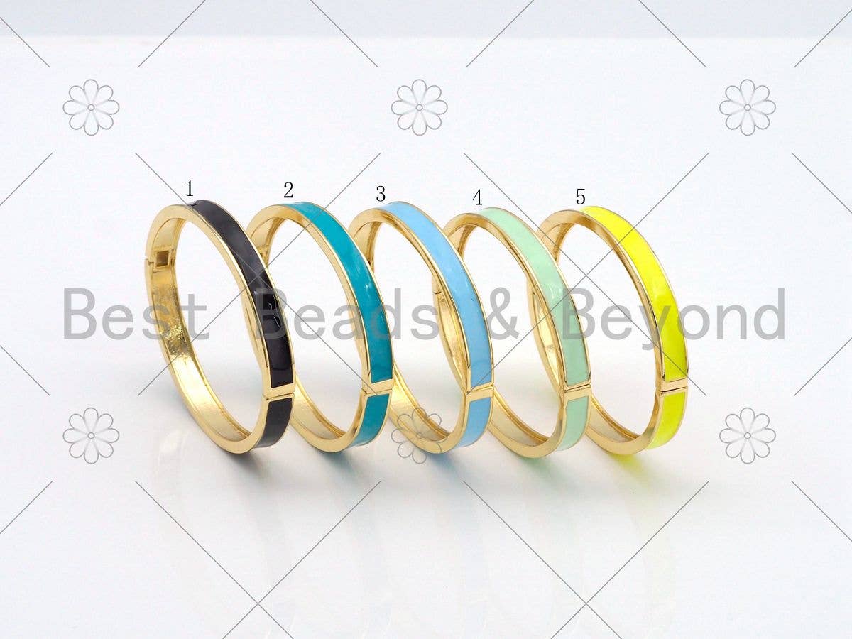 Thick Colorful Enamel Bracelet, Fully Around Enamel Bracelet, stacking bracelet, Stackable Bracelet, 7x66mm,Sku#X268C