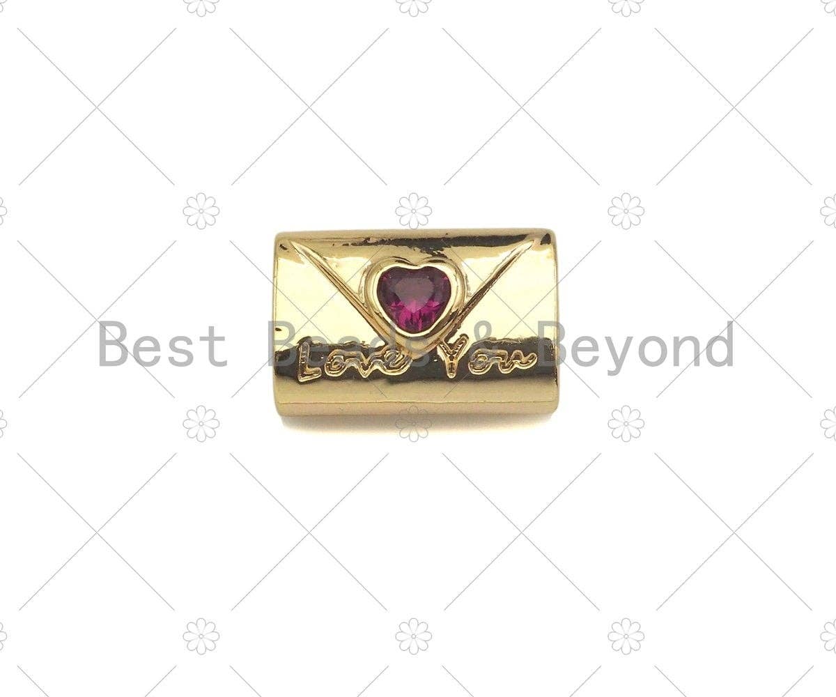 Fuchsia Heart Envelope charm, purse charm, Sku#ZX01