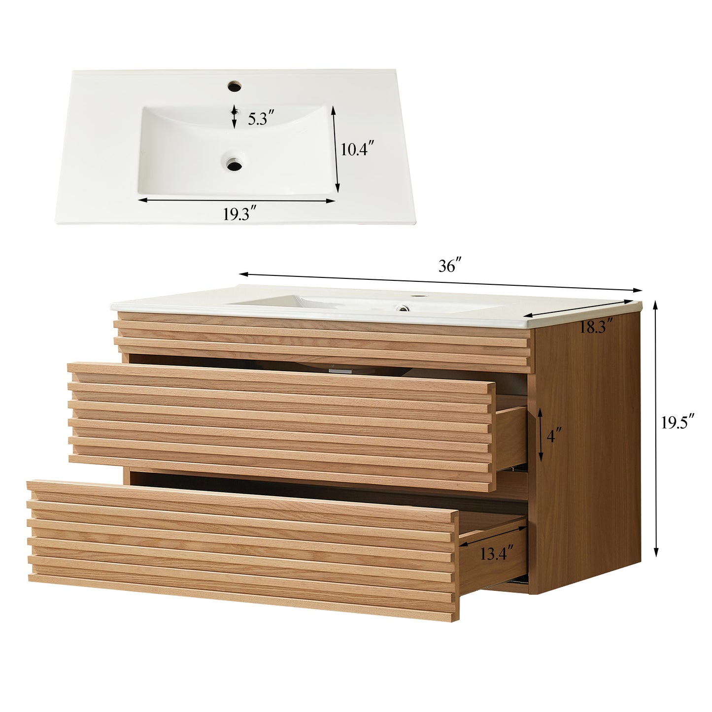 Pre-Assembled 36" Wall Mounted & Floating Single Vanity Cabinet