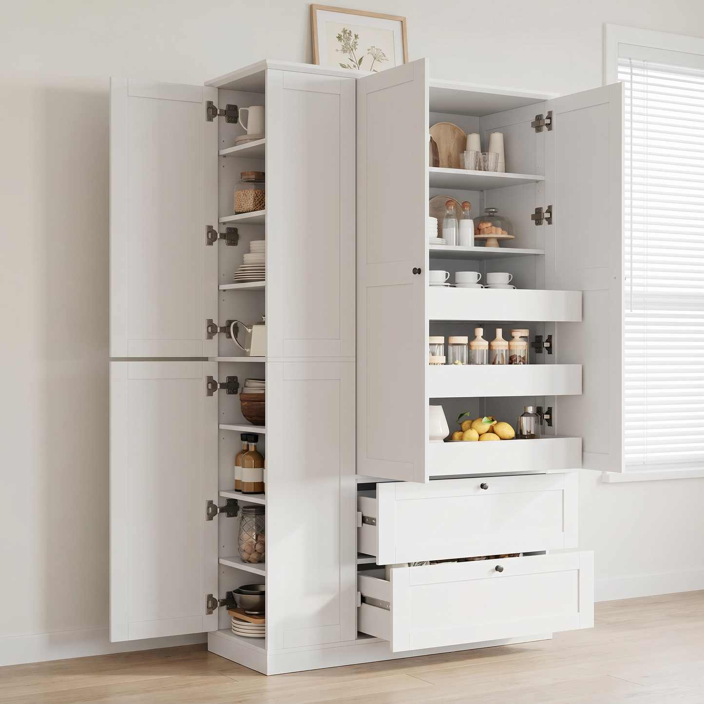 TOPMAX 73.6" Tall Farmhouse Kitchen Pantry Cabinet