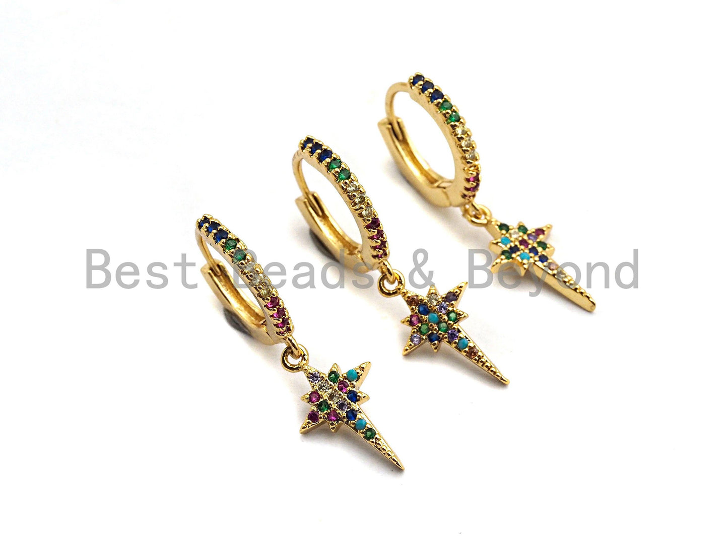 North Star Huggie Earrings,9x31mm, sku#J71