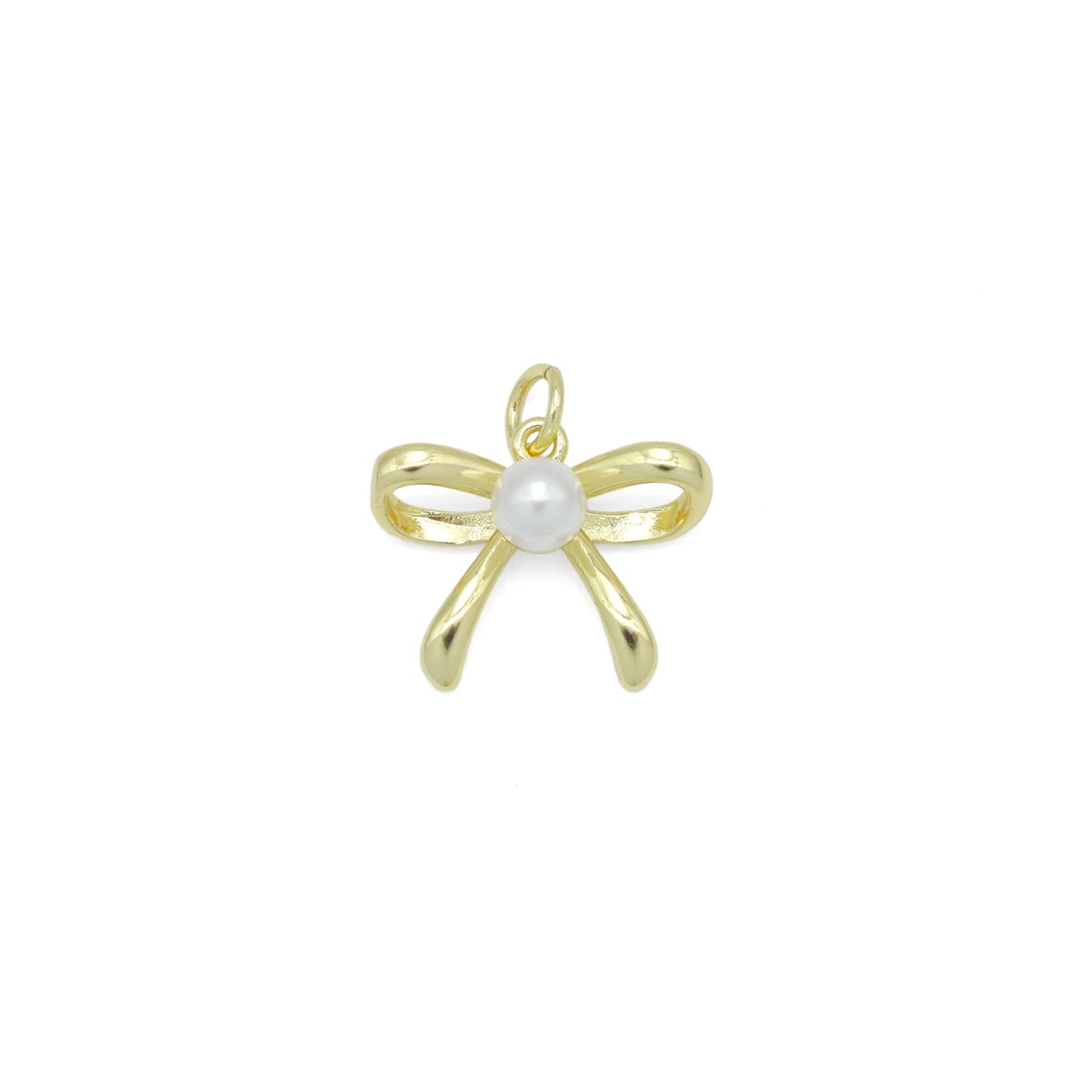 Gold Silver White Pearl Bowknot Charm Pendant, Sku#LK963