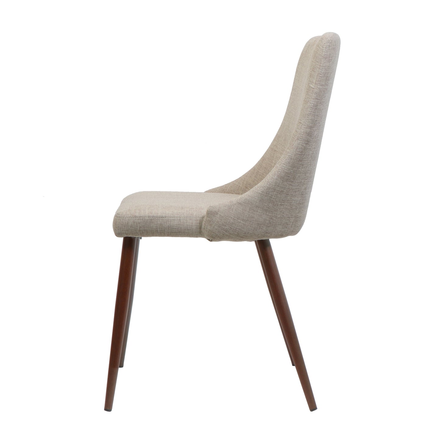 Mid Century Modern Fabric Armless Dining Chairs, Set of 2, Wheat and Dark
