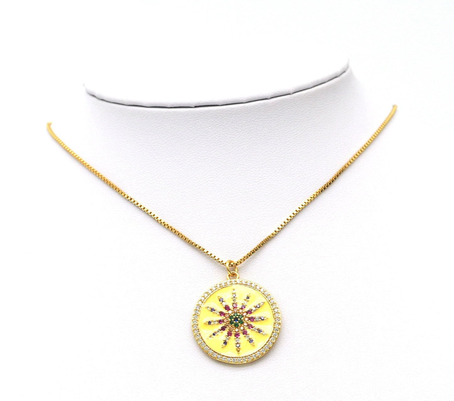 CZ Enamel Sunflower Charm, Sku#B163