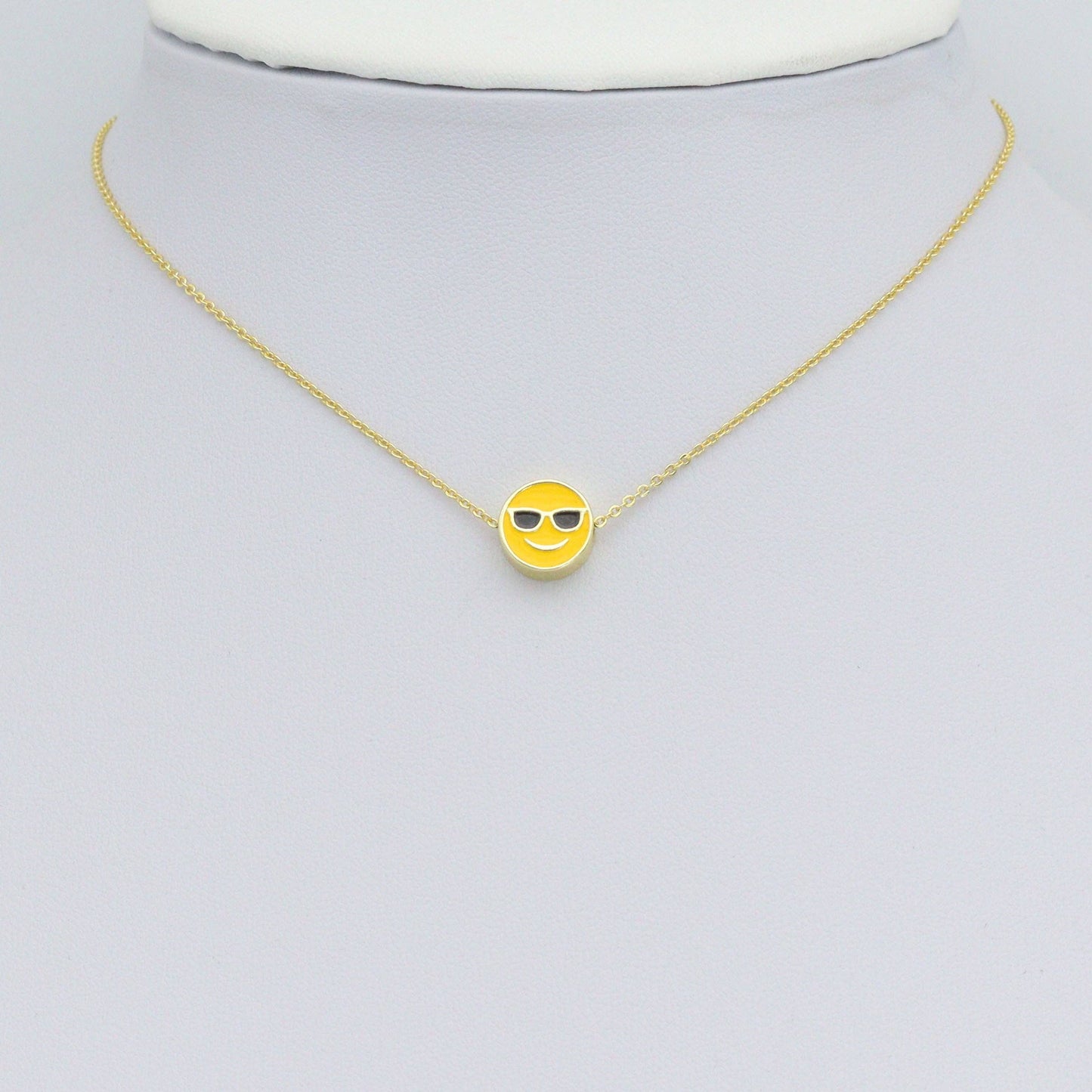 Yellow Enamel Cool Smiley Face with Sunglass spacer beads, Sku#LK1111