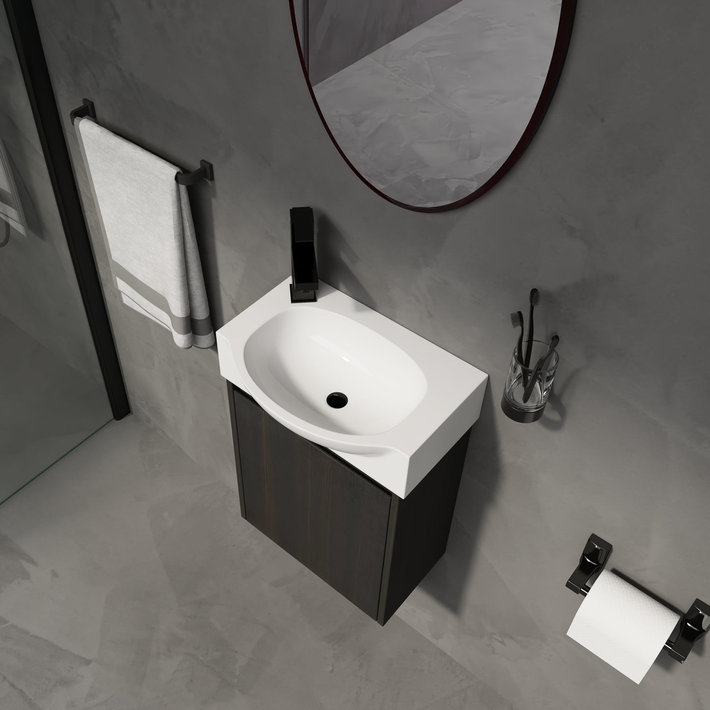 16" Bathroom Vanity Sink Combo for Small Space