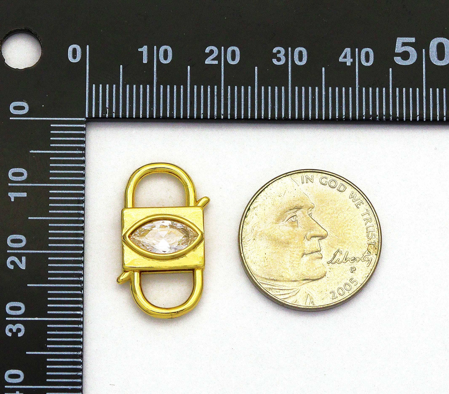 CZ Evil Eye On Lock Clasp, Sku#Z1449