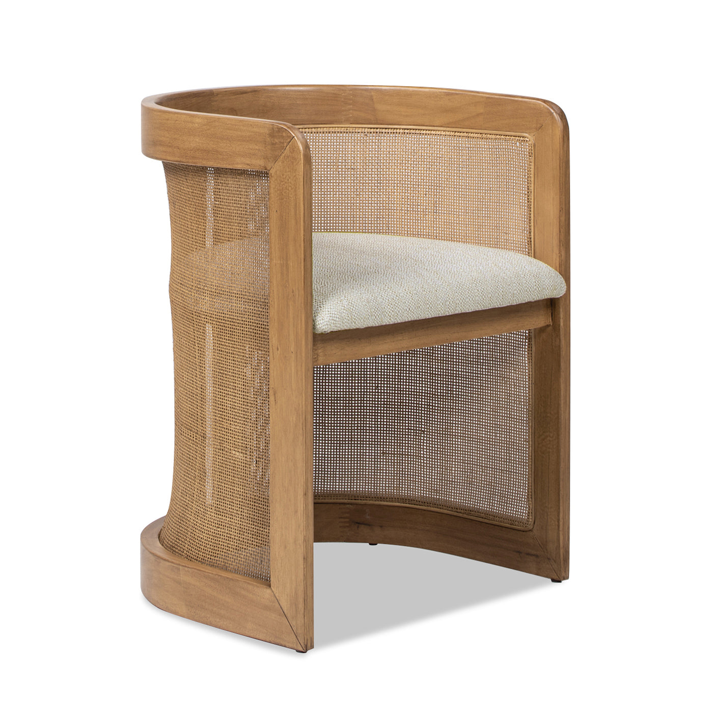 Lilith Curved Rattan Upholstered Dining Chair