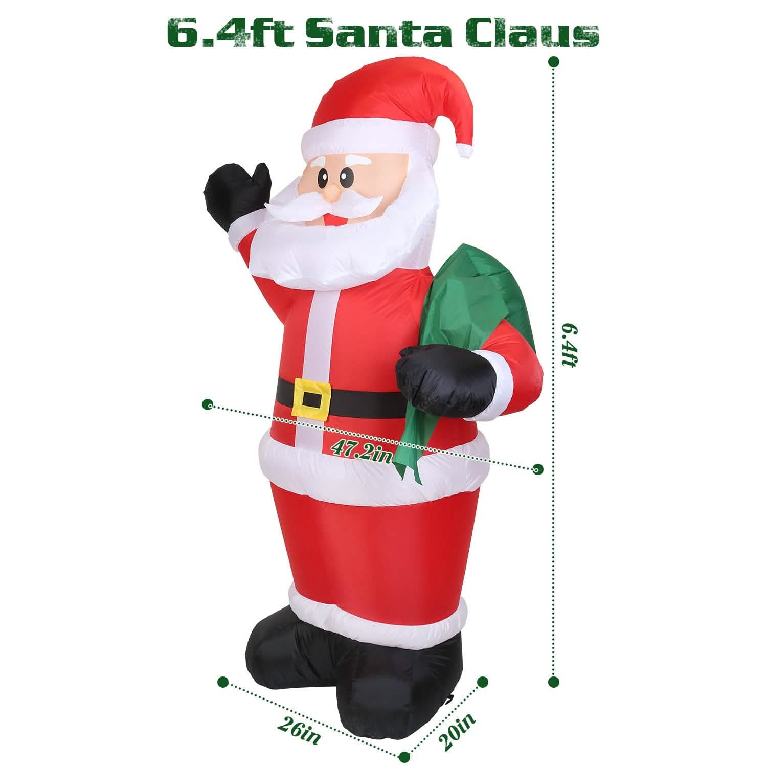 Père Noël gonflable géant de 1,95 m