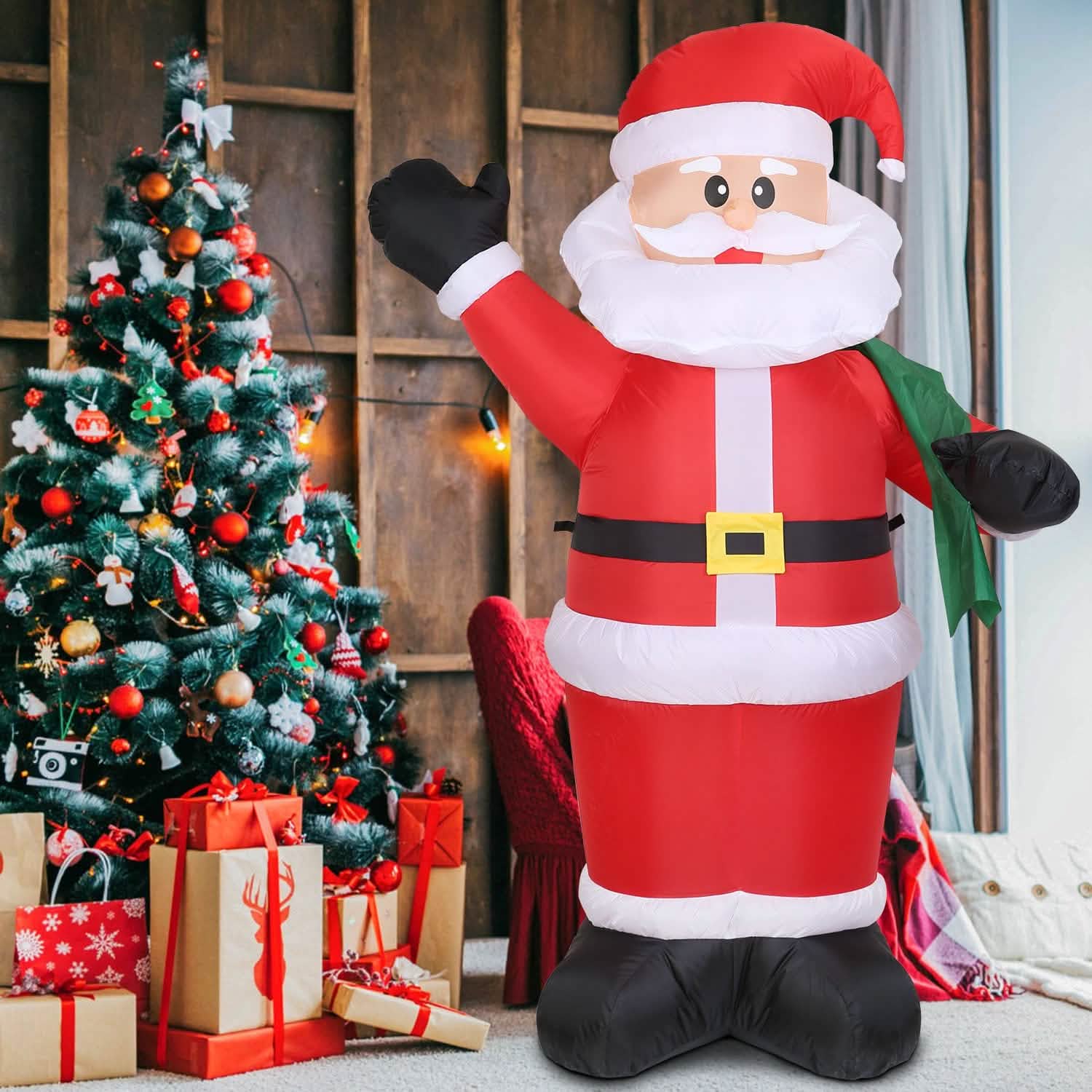 Père Noël gonflable géant de 1,95 m