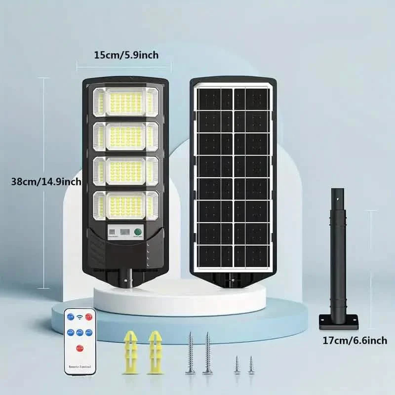 Bright Solar Street Light with Wide Angle Motion Sensor and Remote Control