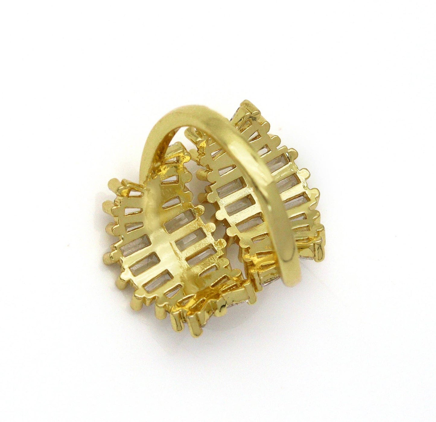 Baguette CZ Wheat Design Statement Ring, Sku#LD334