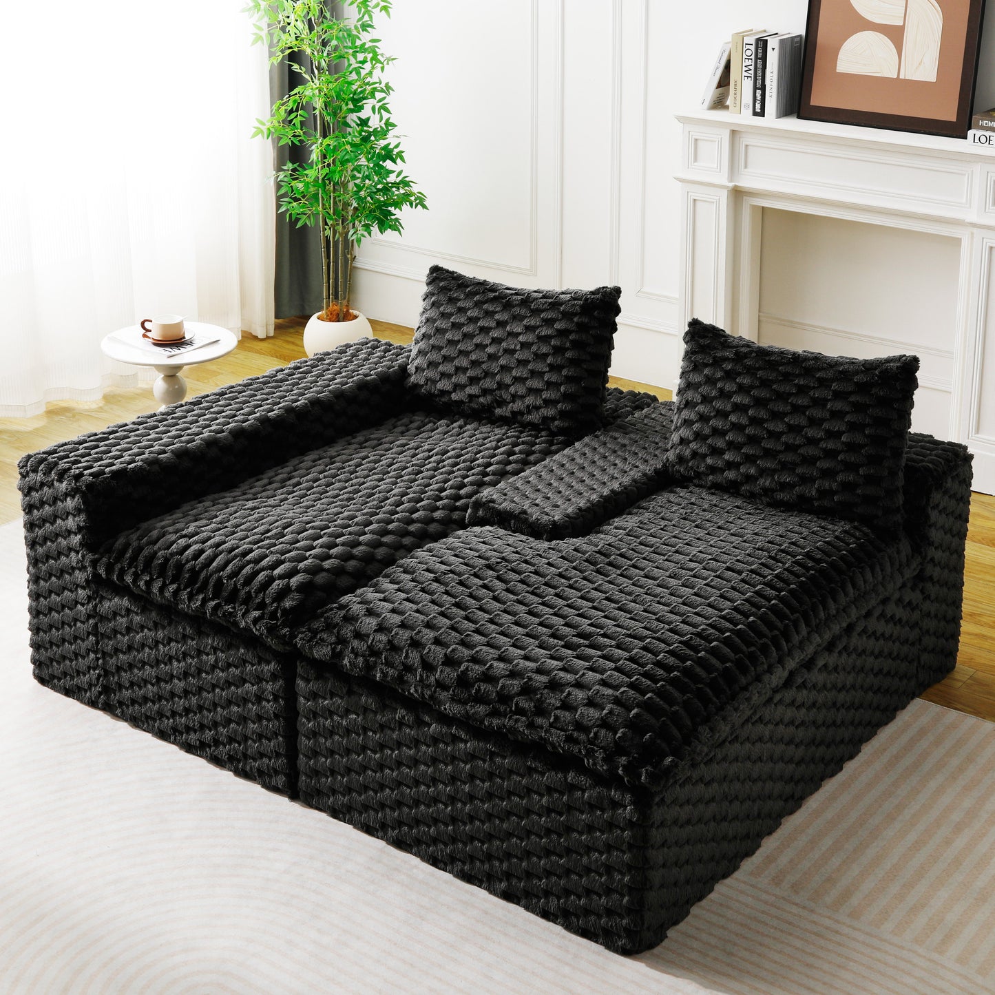 Black Turtle Velvet Versatile Sofa