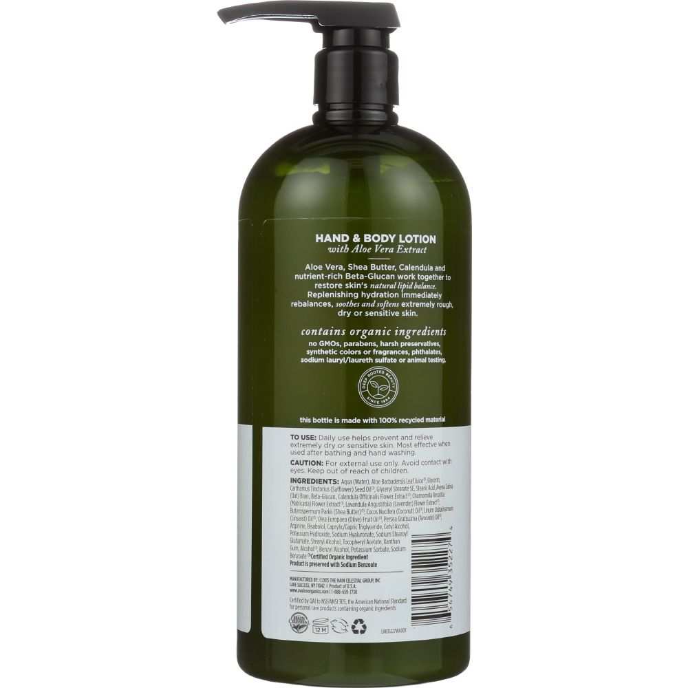 AVALON ORGANICS Hand & Body Lotion Aloe Unscented-32oz| Sensitive Skin