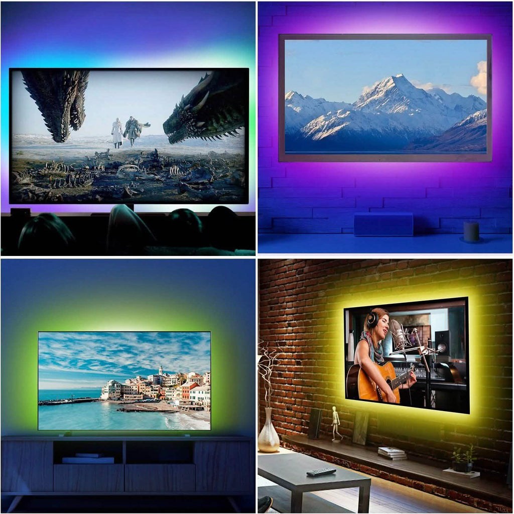 Rétroéclairage LED RGB de 2 m pour téléviseur, bande lumineuse USB pour moniteur