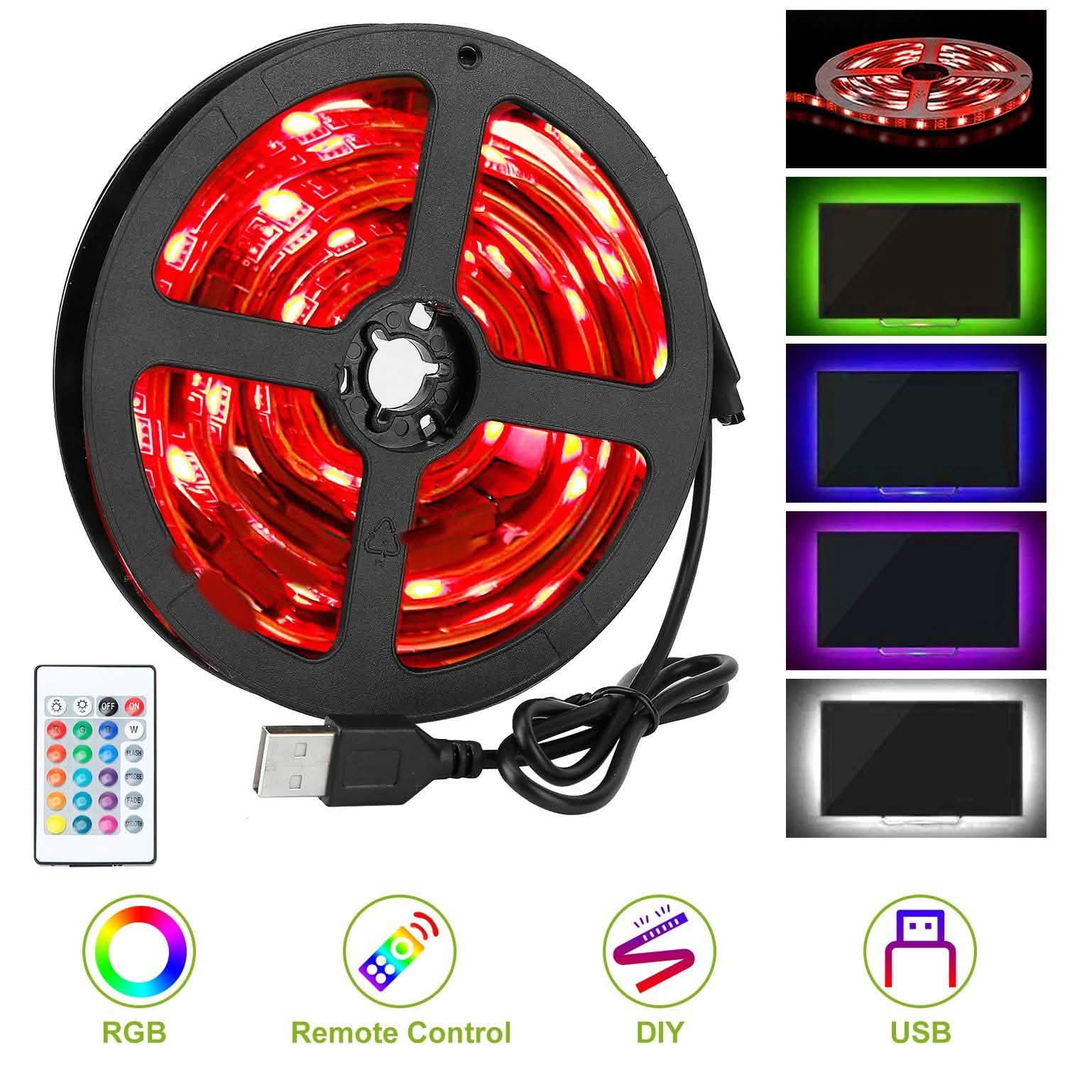 Rétroéclairage LED RGB de 2 m pour téléviseur, bande lumineuse USB pour moniteur