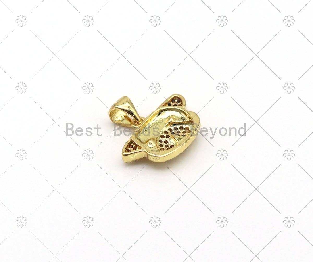 CZ Micro Pave Puppy Head Shape Pendant, 18K Gold Filled Dog Head Charm, Necklace Bracelet Charm Pendant,Sku#LK517