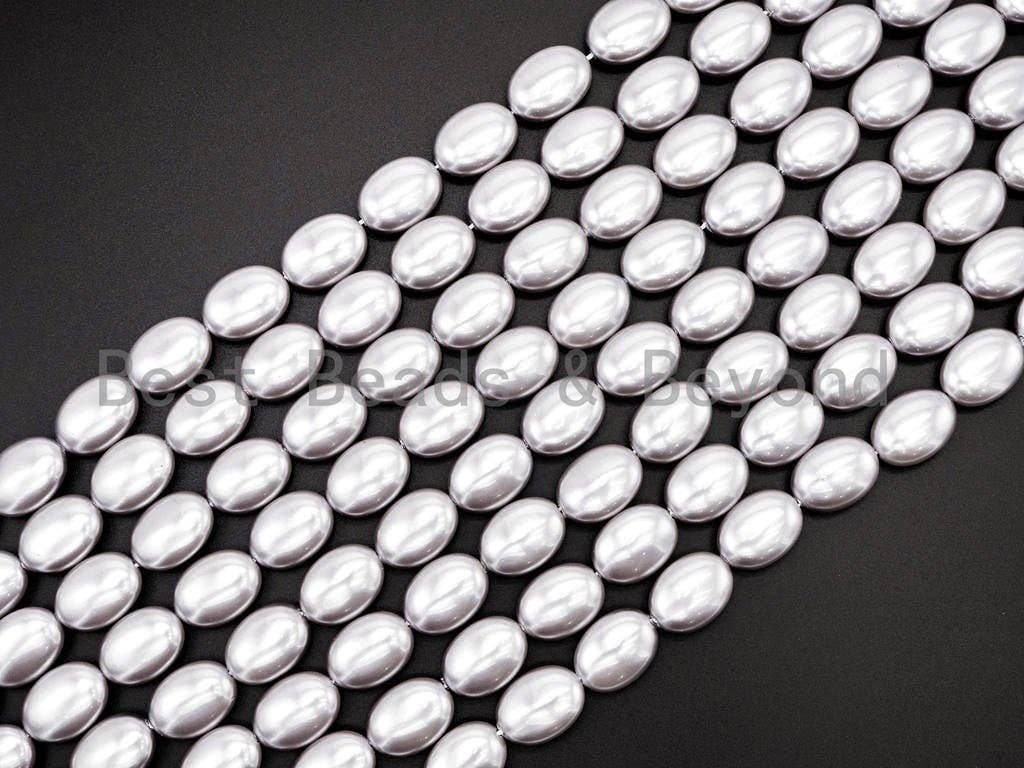 Gray Natural Mother of Pearl Oval beads,13x18x7mm Pearl Oval beads, Loose Flat Oval Smooth Pearl Shell Beads, 16inch strand, SKU#T68