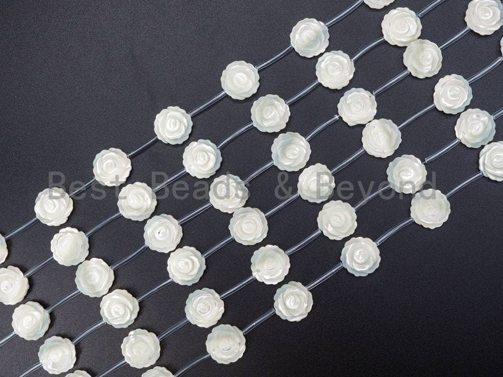 High Quality White Mother of Pearl, Mop Shell, White Shell, Rose Flower Beads, 8mm/10mm/12mm/15mm, Wholesale Gemstone Beads, sku#T25