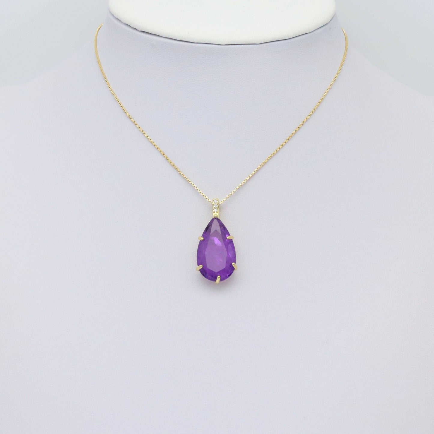 Large Pink Green Purple Stone Teardrop Shape Pendant, Sku#LX436