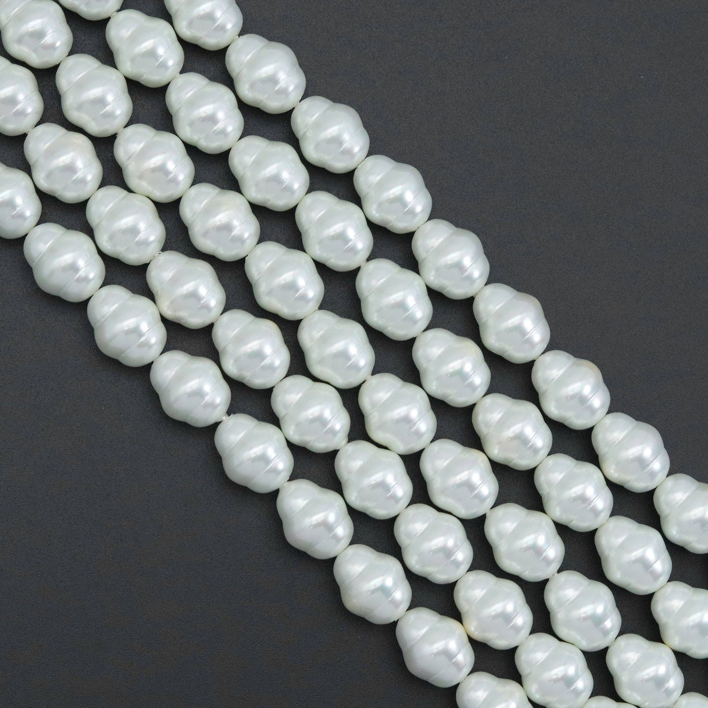 15x18mm Carved Barrel White MOP Beads, Sku#U1217