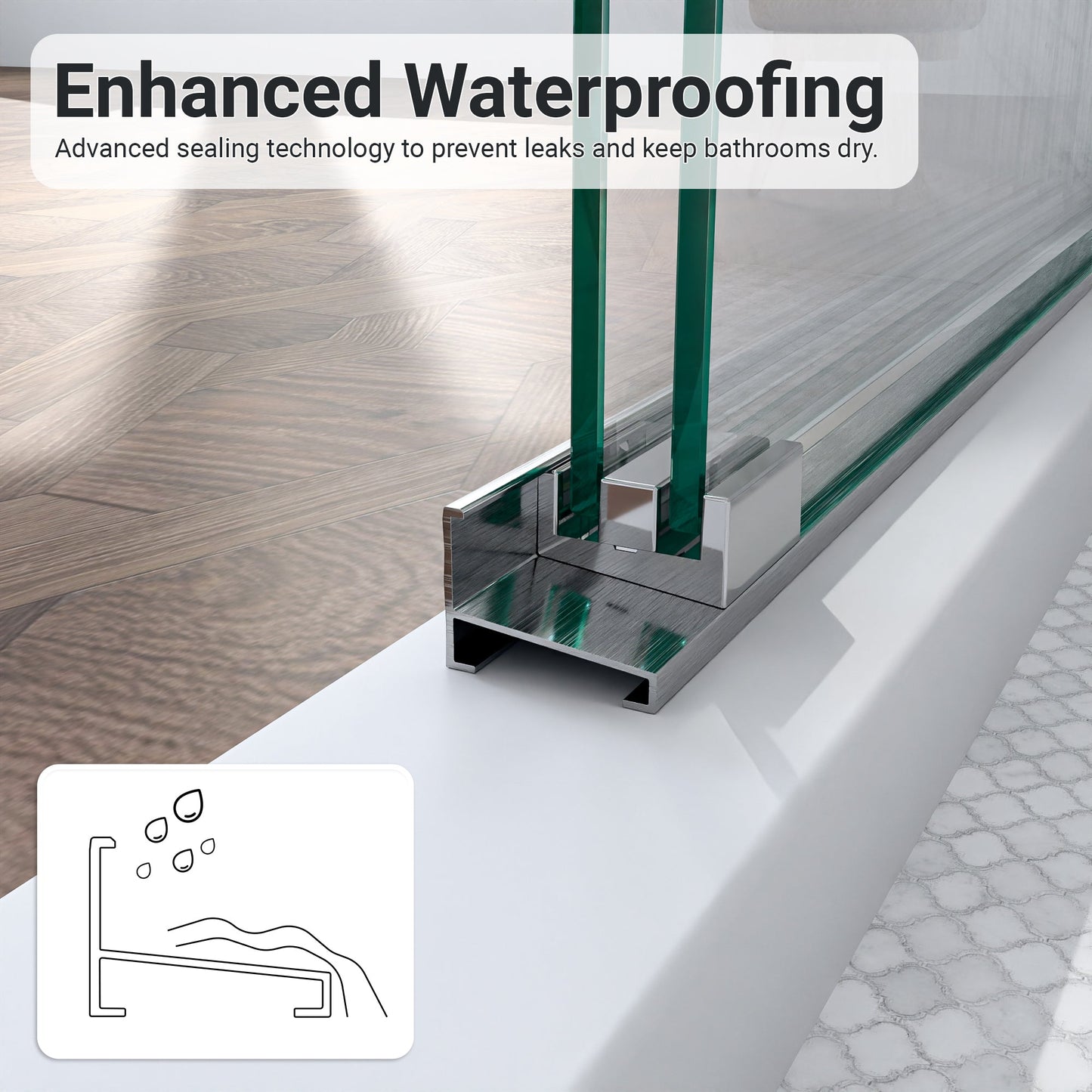 56"-60"W Semi-Frameless Double Sliding Shower Door