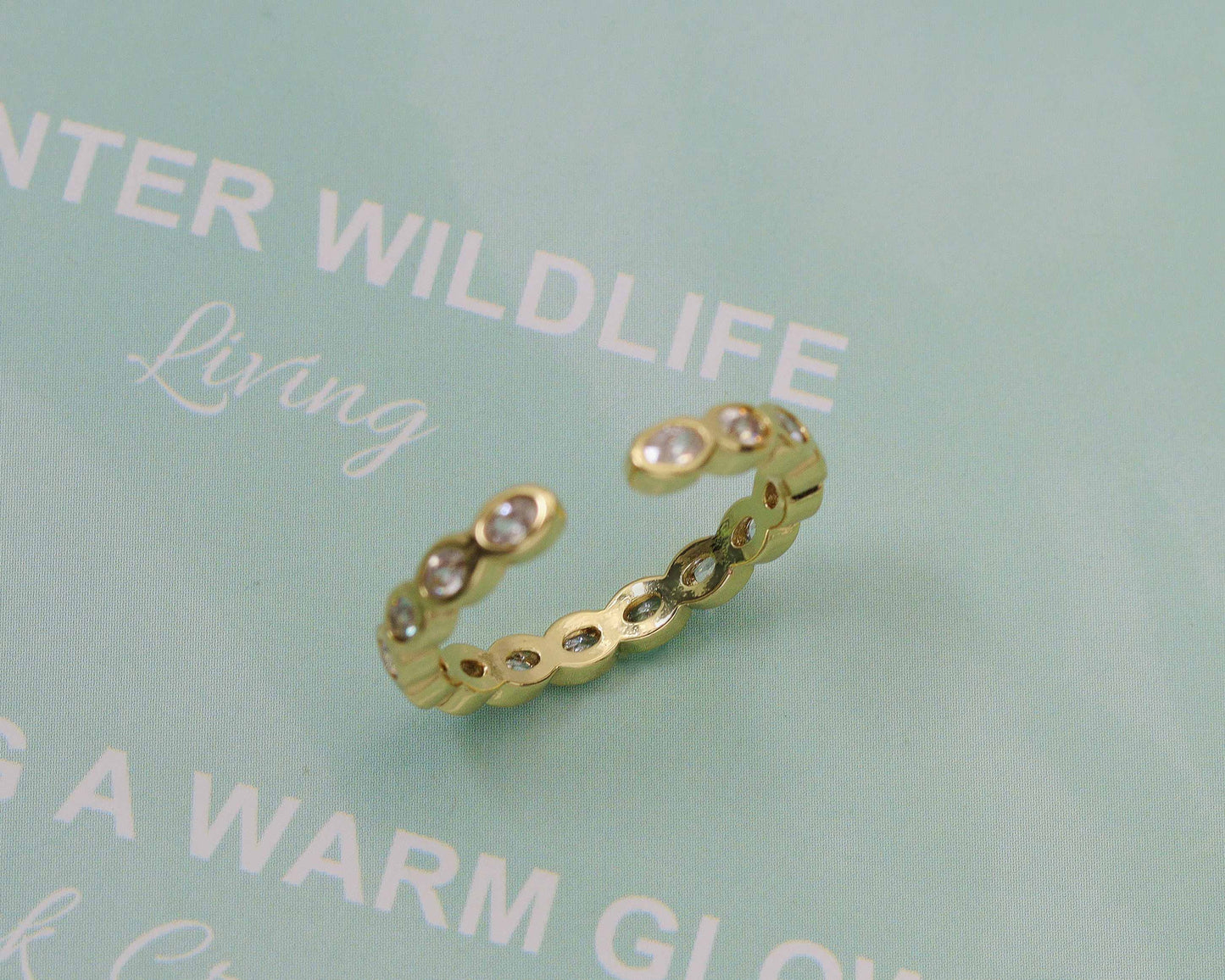 Oval CZ Link Adjustable Ring, Sku#LD217