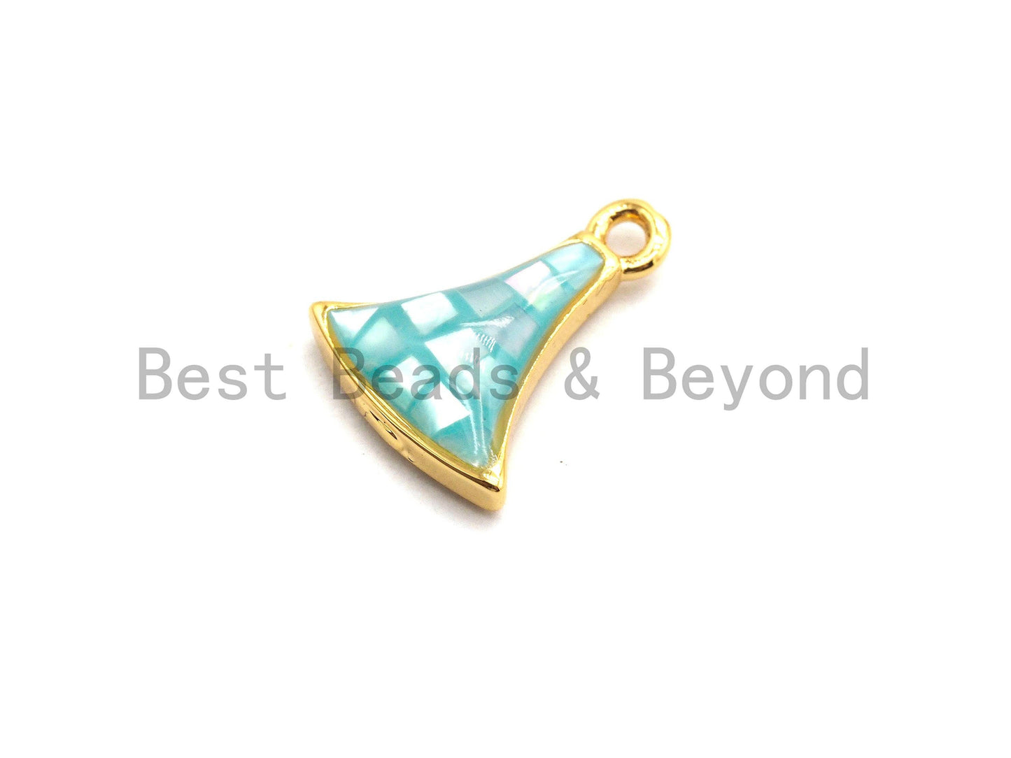 100% Natural Aqua Blue Fan-Shaped Shell Charm, Blue Color Shell Beads, Natural Shell Charms, Shell Pearl Jewelry,  9x12mm,SKU#Z302