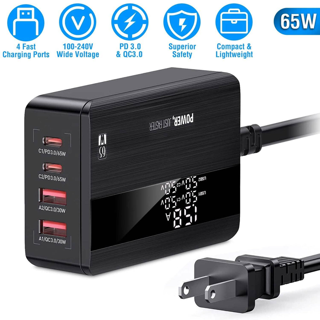 65W 4 USB Port Fast Wall Charger