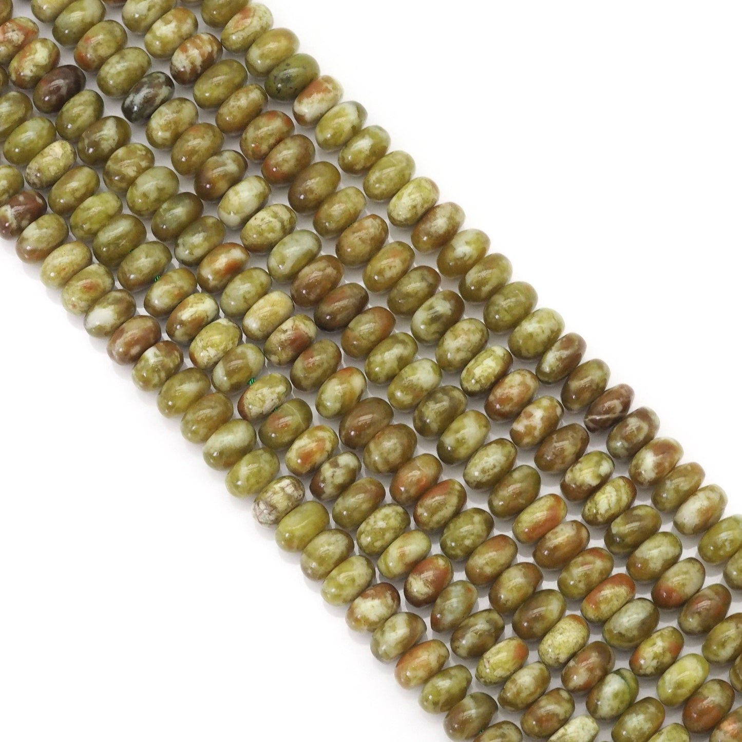Genuine Green Serpentine Rondelle Smooth Beads, Sku#U1677