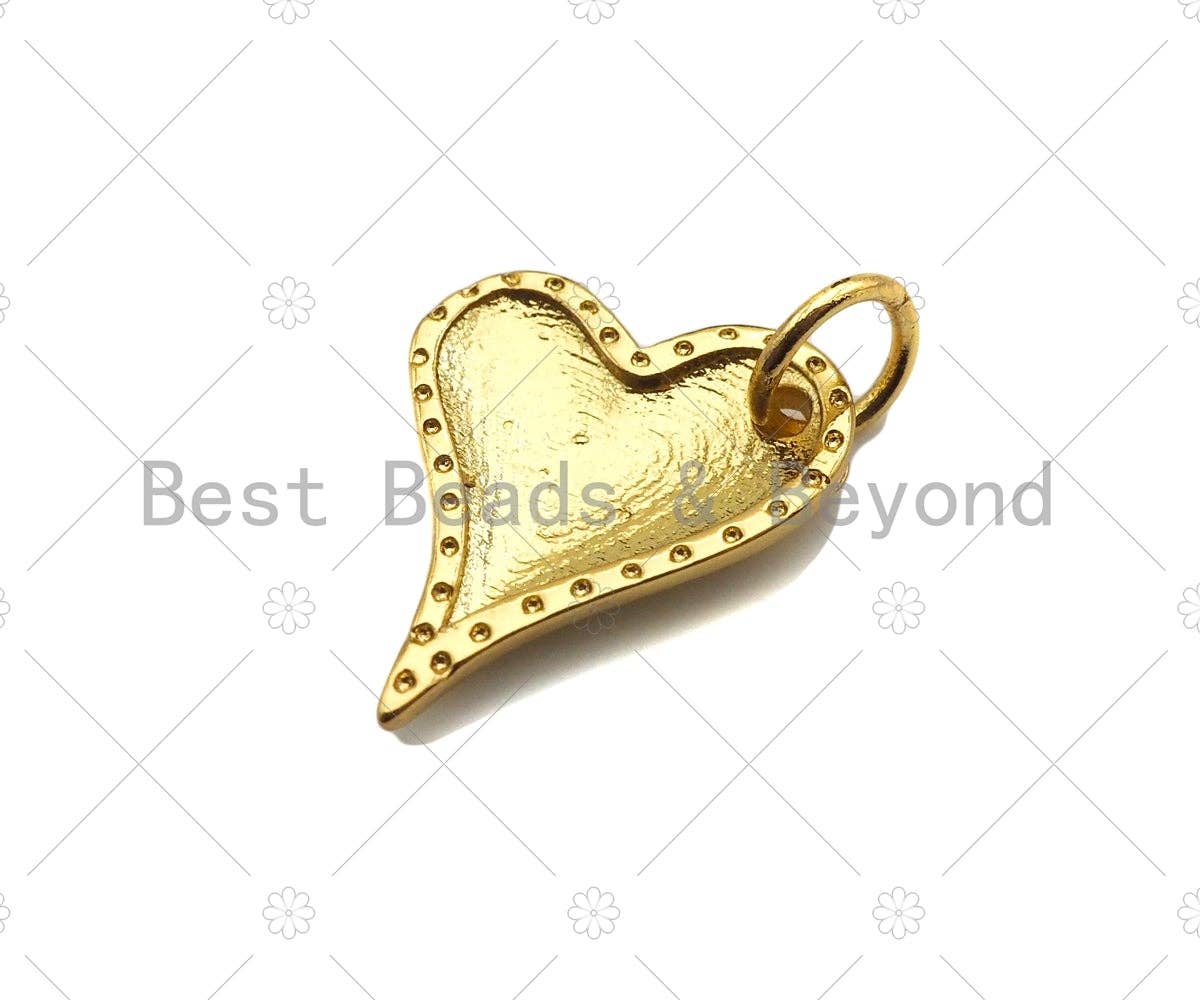 18K Dainty Gold Peach Heart Pendant/Charm,Gold Medallion Charm, Necklace Bracelet Charm Pendant,11x15mm, Sku#LK243