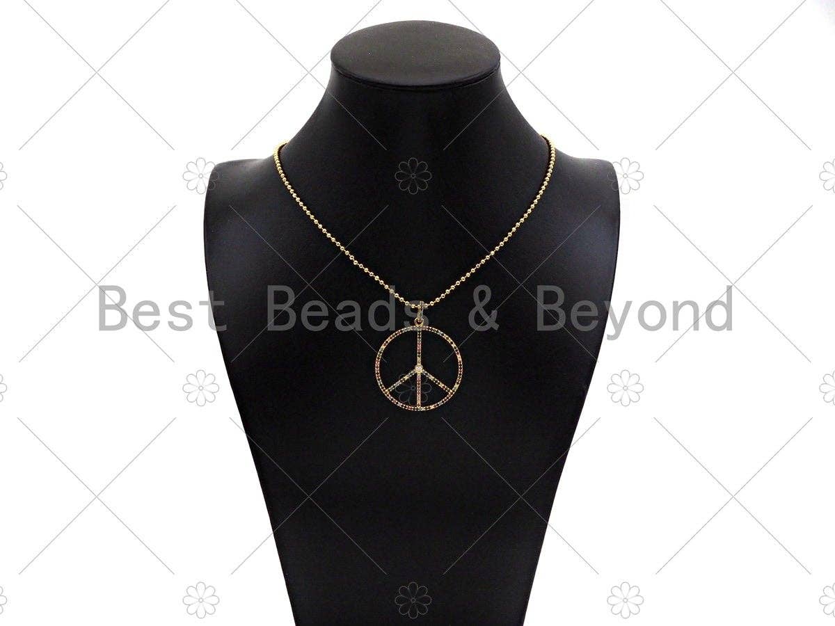 CZ Micro Pave Peace Symbol Pendant/Charm,sku#ML42