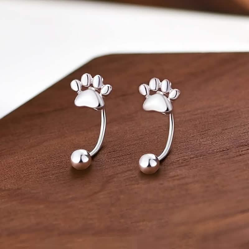 Sterling Silver Cat Paw Earrings – Screw-Back Studs, Elegant & Simple