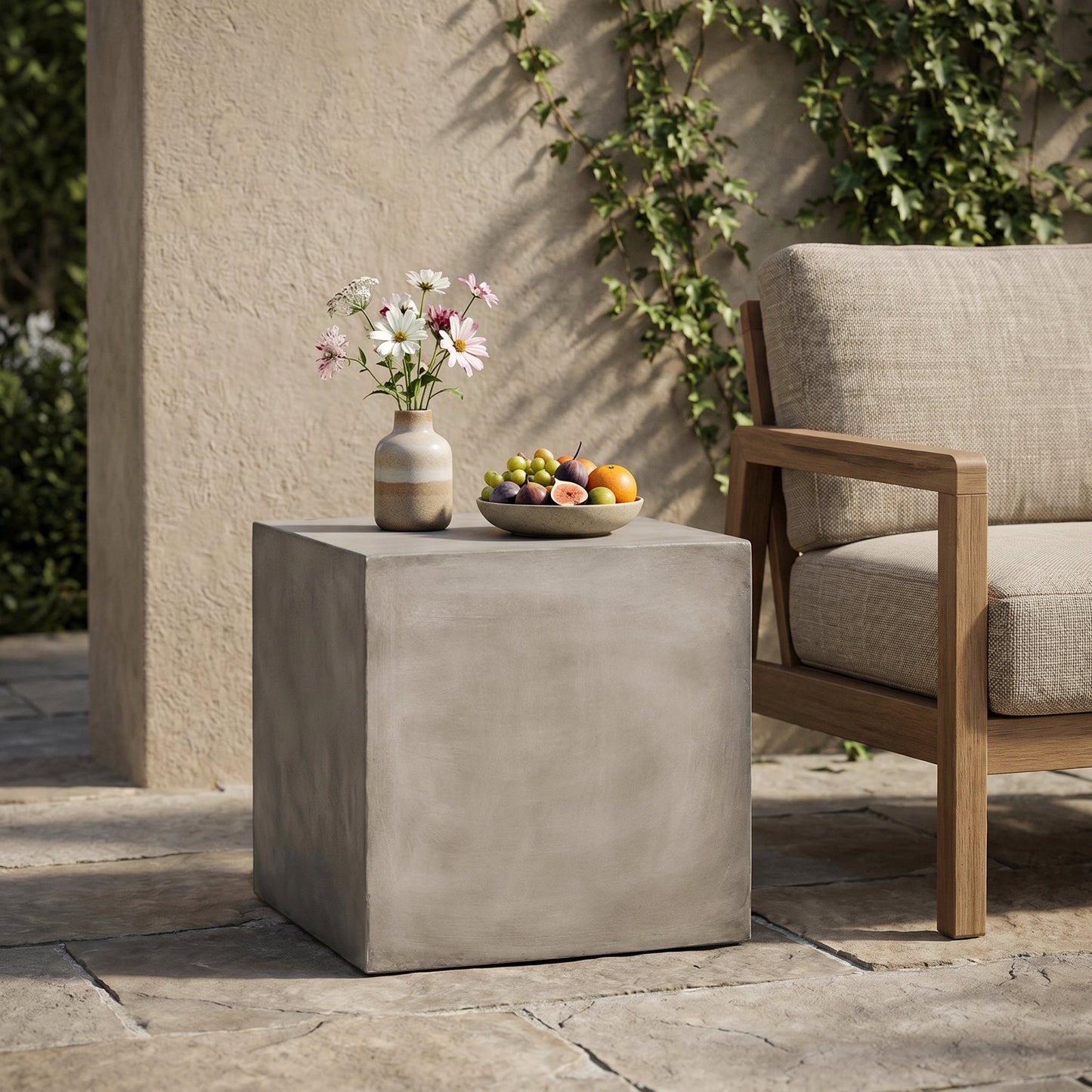 Outdoor MGO Square Side Table - Light Gray