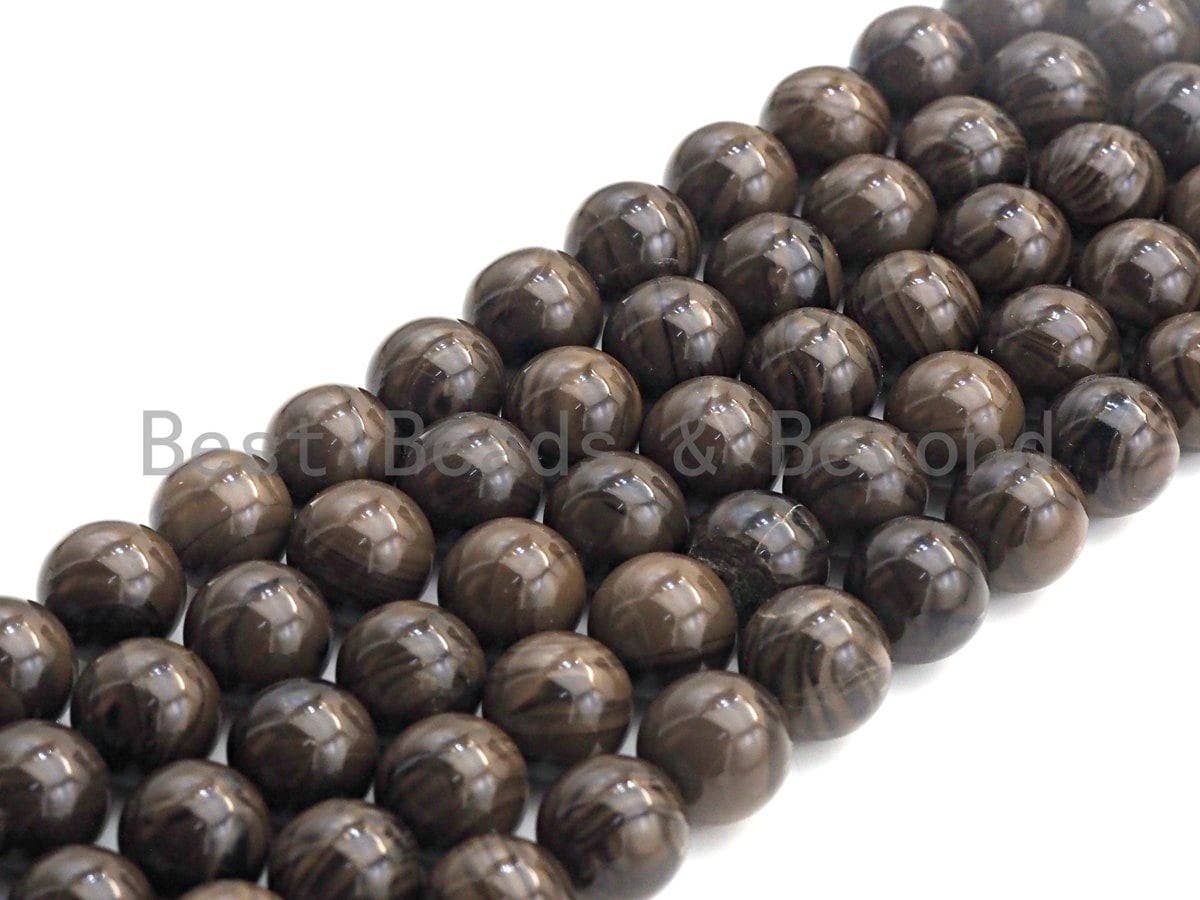 Natural Coffee Grain Jasper , Round Smooth 6mm/8mm/10mm/12mm, 15.5" Full Strand, sku#U637