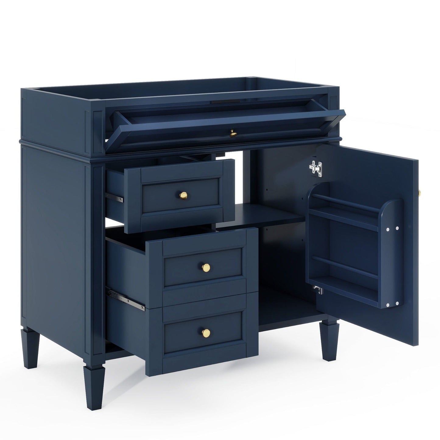 Bathroom Vanity With 2 Drawers and Tip-Out Storage Cabinet